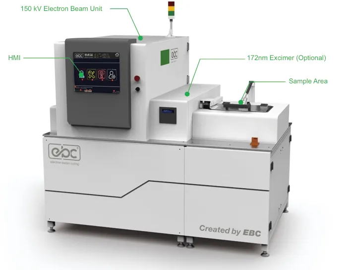 Front view of EBE electron beam lab unit